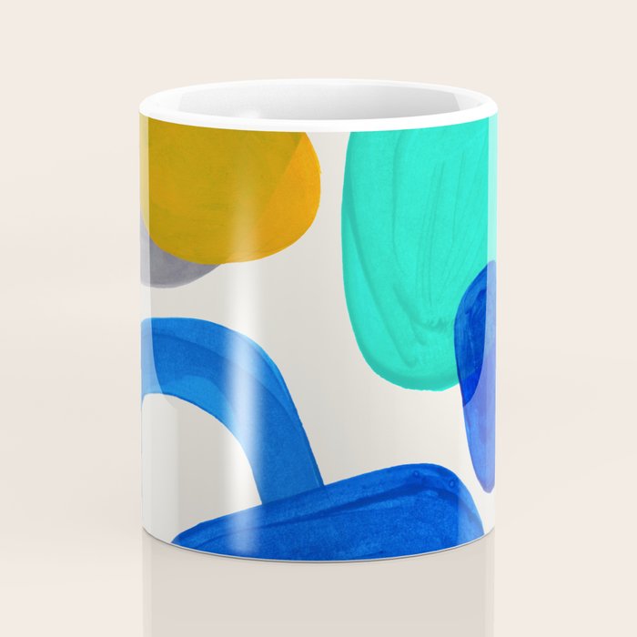 Mid Century Modern Abstract Minimalist Fun Colorful Shapes Marine Green Retro Vintage Fun Shapes Coffee Mug Gallery Image 4