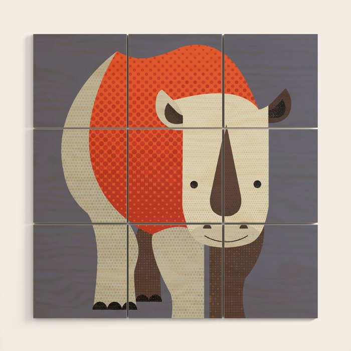 Whimsy Rhinoceros Wood Wall Art Gallery Image 1