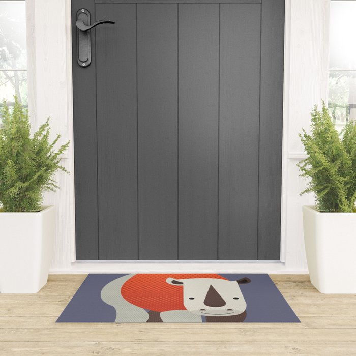 Whimsy Rhinoceros Welcome Mat Gallery Image 3