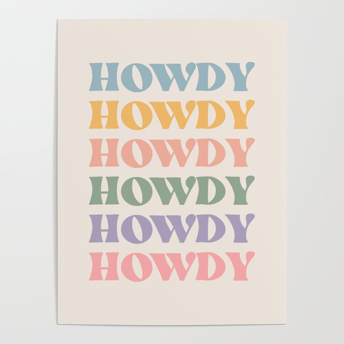 Howdy Colorful Retro Quote Poster Gallery Image 1