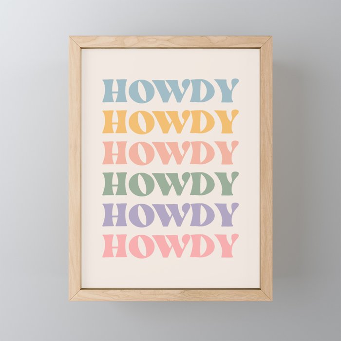 Howdy Colorful Retro Quote Mini Art Print Gallery Image 1