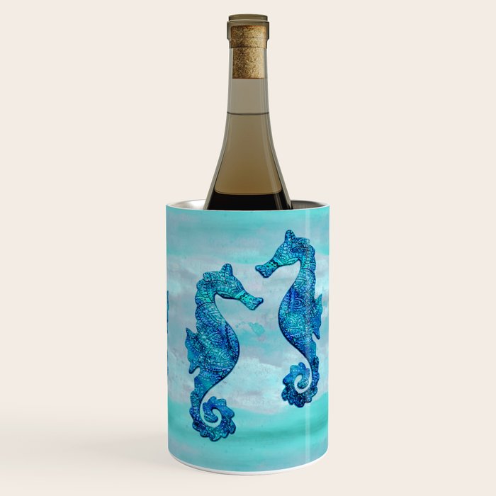 Blue Seahorse Couple Underwater Wine Chiller Gallery Image 1