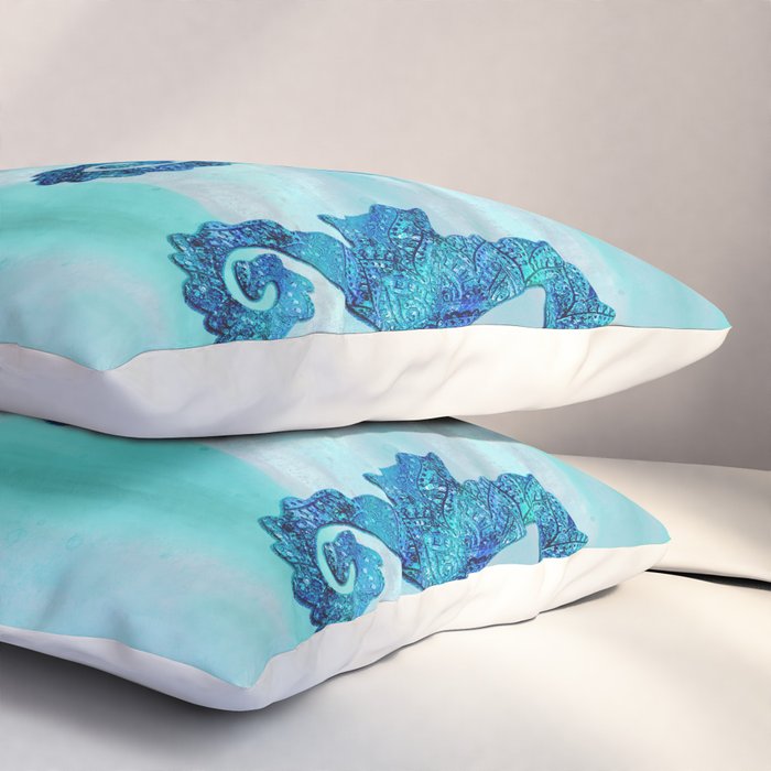 Blue Seahorse Couple Underwater Pillow Sham Gallery Image 3