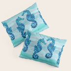 Blue Seahorse Couple Underwater Pillow Sham Gallery Image 3