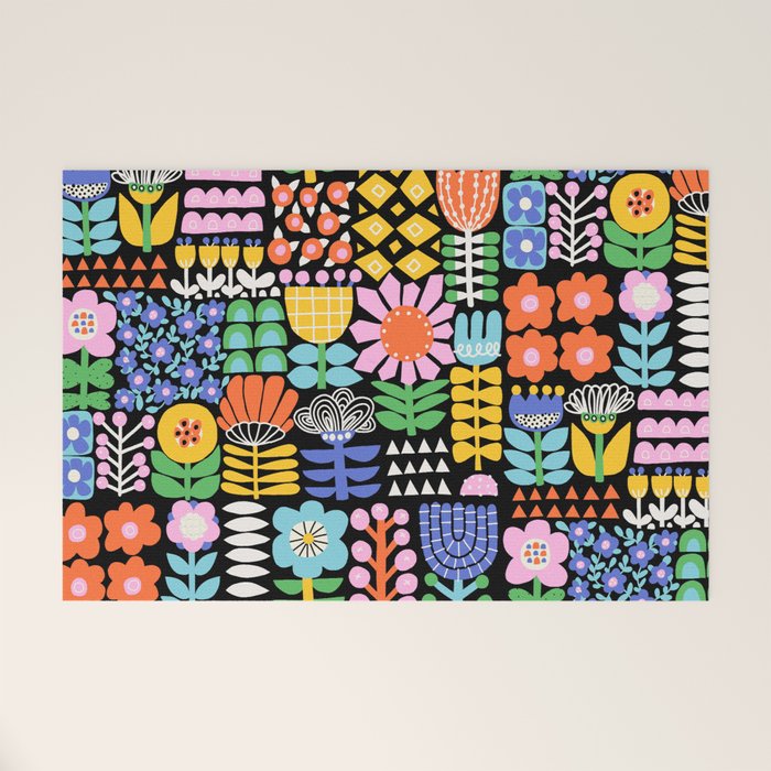 Maximalist Flower Collage Welcome Mat Gallery Image 1