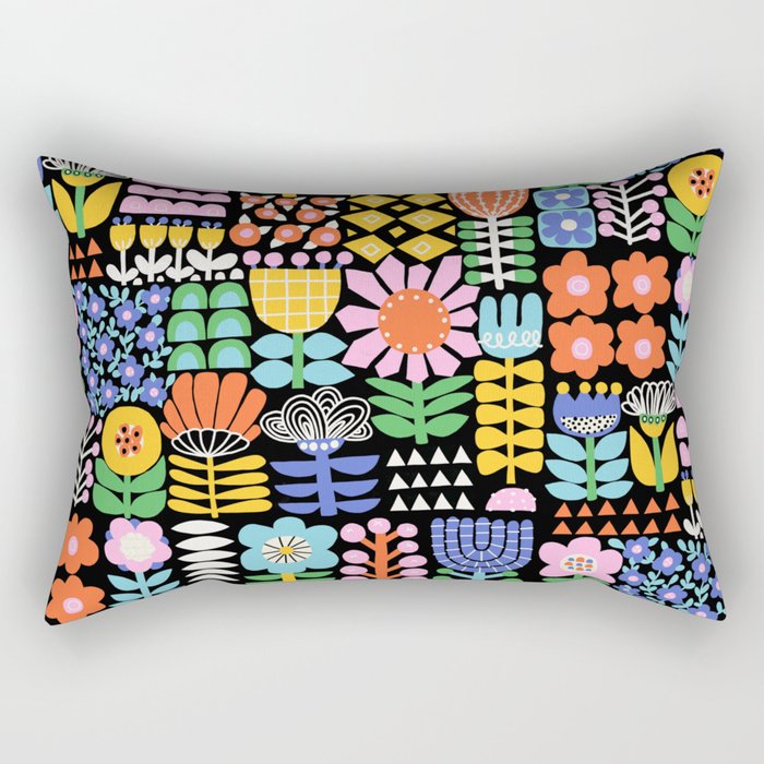 Maximalist Flower Collage Rectangular Pillow Gallery Image 1