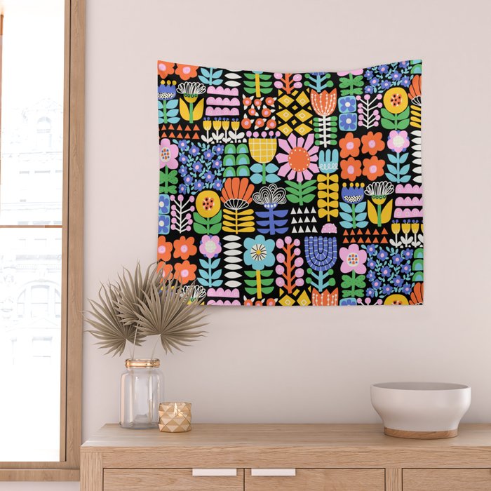 Maximalist Flower Collage Wall Tapestry Gallery Image 2