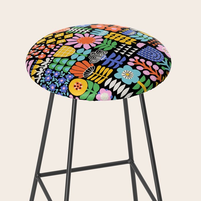 Maximalist Flower Collage Stool Gallery Image 2