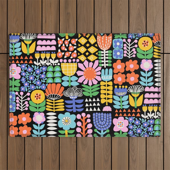 Maximalist Flower Collage Outdoor Rug Gallery Image 1