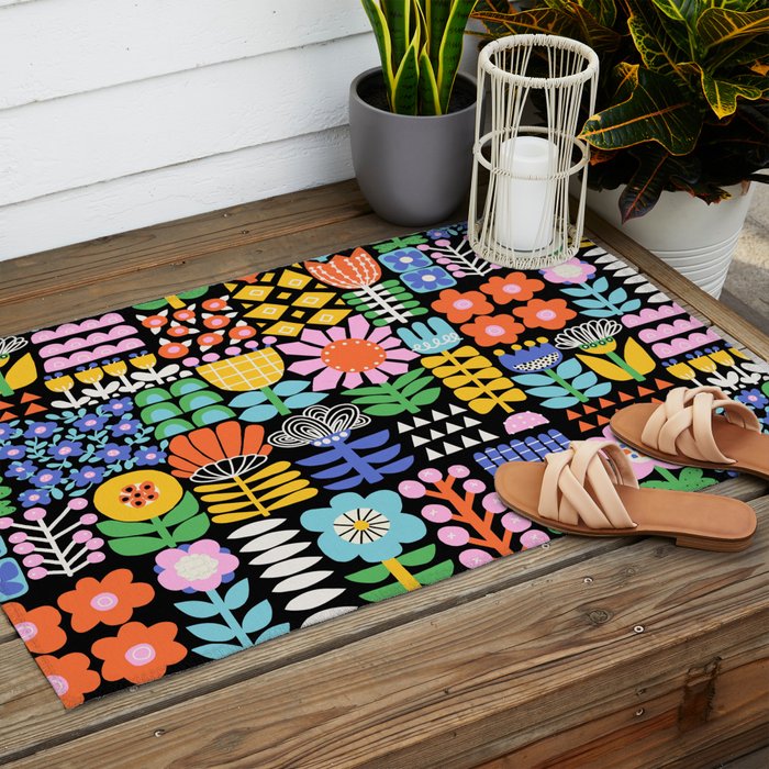 Maximalist Flower Collage Outdoor Rug Gallery Image 2