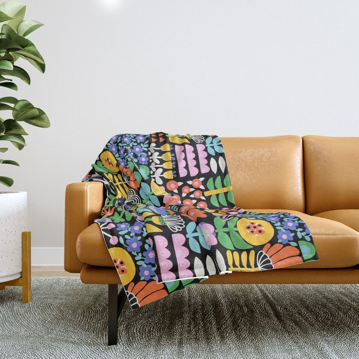 Maximalist Flower Collage Throw Blanket Gallery Image 1