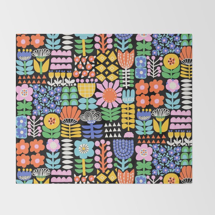 Maximalist Flower Collage Throw Blanket Gallery Image 2