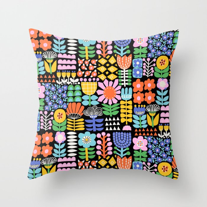 Maximalist Flower Collage Throw Pillow Gallery Image 6