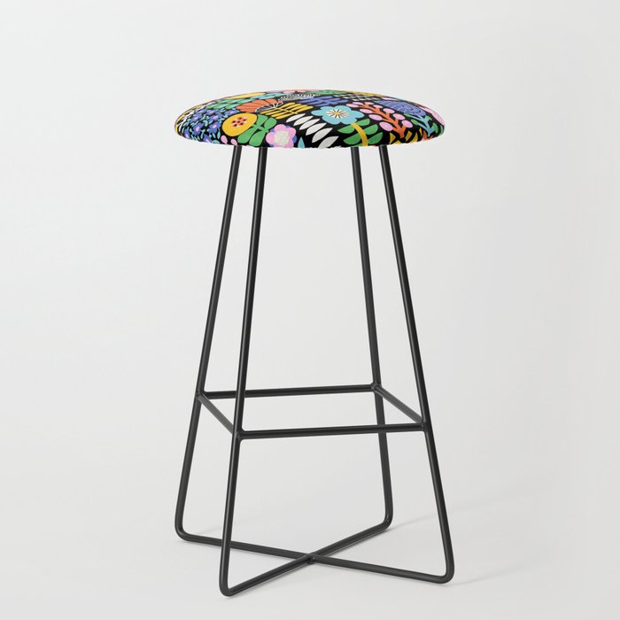 Maximalist Flower Collage Stool Gallery Image 1