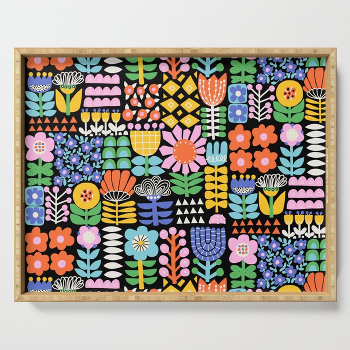 Maximalist Flower Collage Serving Tray Gallery Image 1