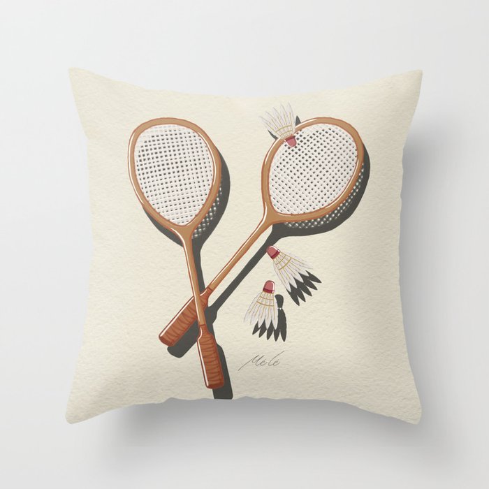 Badminton Retro Throw Pillow Gallery Image 6