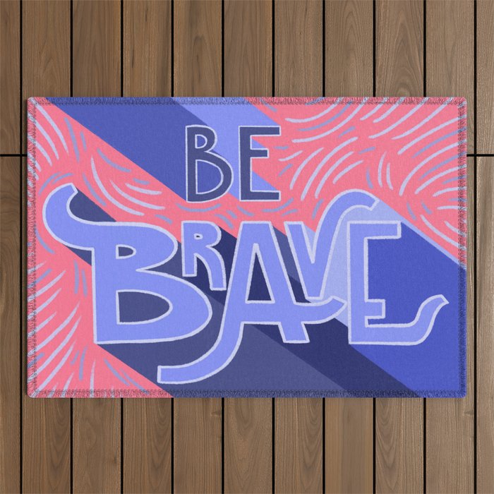 Be brave - purple and pink Outdoor Rug Gallery Image 1