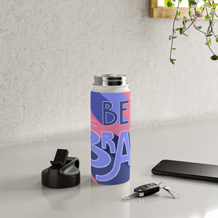 Be brave - purple and pink Water Bottle Gallery Image 4