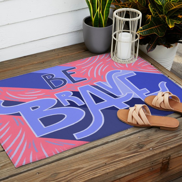 Be brave - purple and pink Outdoor Rug Gallery Image 2