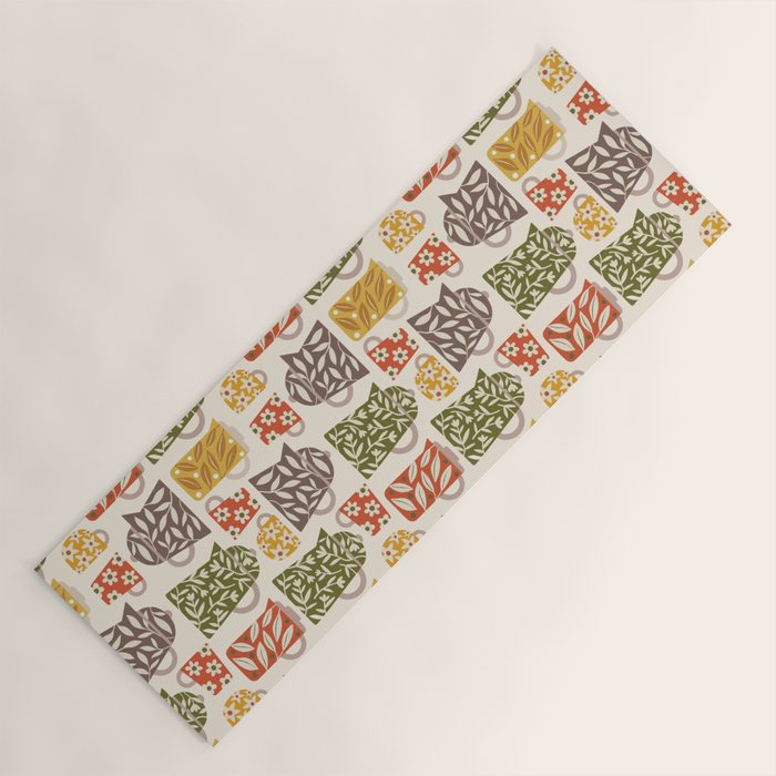 Buongiorno Retro Floral Coffee Yoga Mat Gallery Image 1