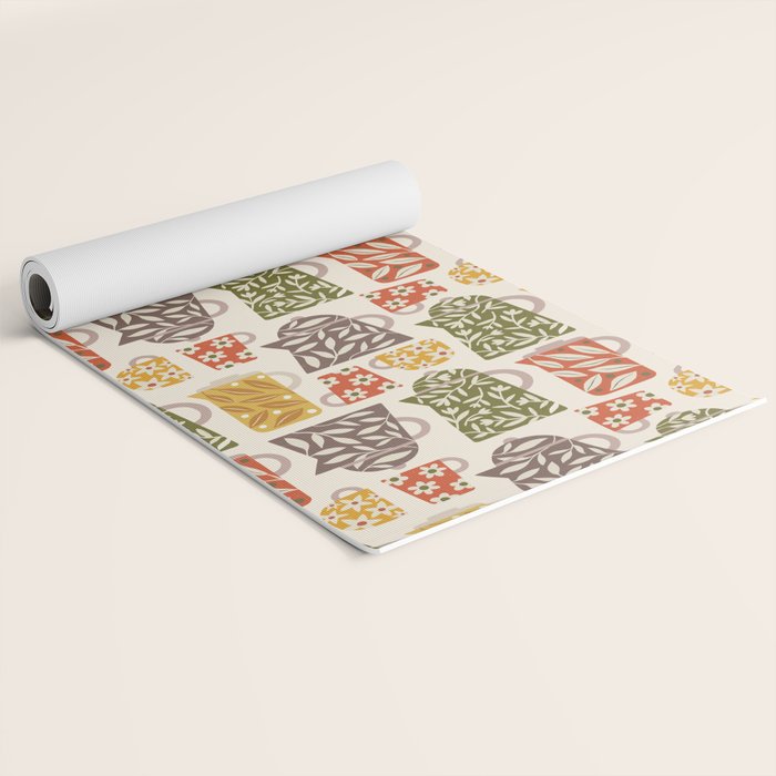Buongiorno Retro Floral Coffee Yoga Mat Gallery Image 2