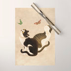 Minhwa: cats & butterflies (Korean traditional/folk art) Wrapping Paper Gallery Image 1
