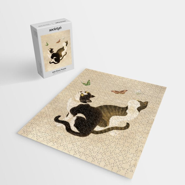 Minhwa: cats & butterflies (Korean traditional/folk art) Jigsaw Puzzle Gallery Image 2