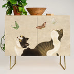 Minhwa: cats & butterflies (Korean traditional/folk art) Credenza Gallery Image 1