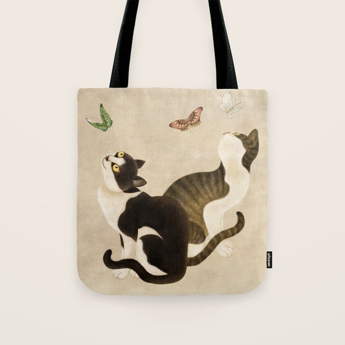 Minhwa: cats & butterflies (Korean traditional/folk art) Tote Bag Gallery Image 1