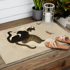 Minhwa: cats & butterflies (Korean traditional/folk art) Outdoor Rug Gallery Image 2