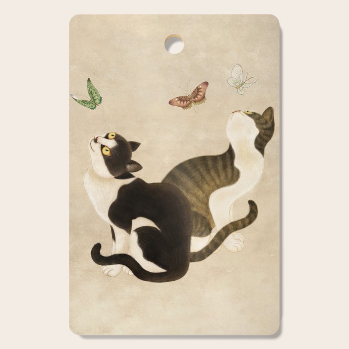 Minhwa: cats & butterflies (Korean traditional/folk art) Cutting Board Gallery Image 1