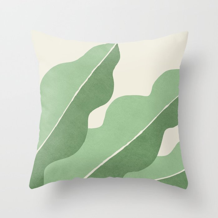 Color Block Abstract Leaf - Green Throw Pillow Gallery Image 6