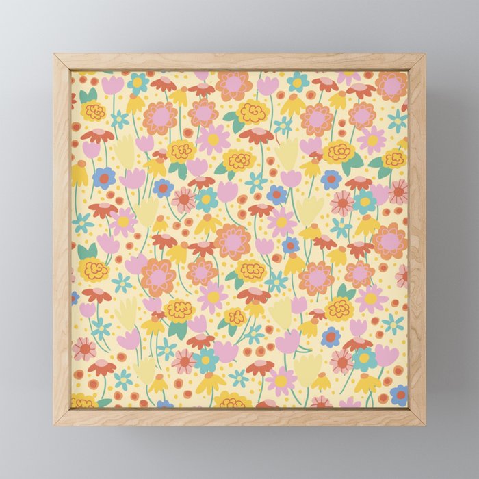 Floral pattern cream Mini Art Print Gallery Image 1