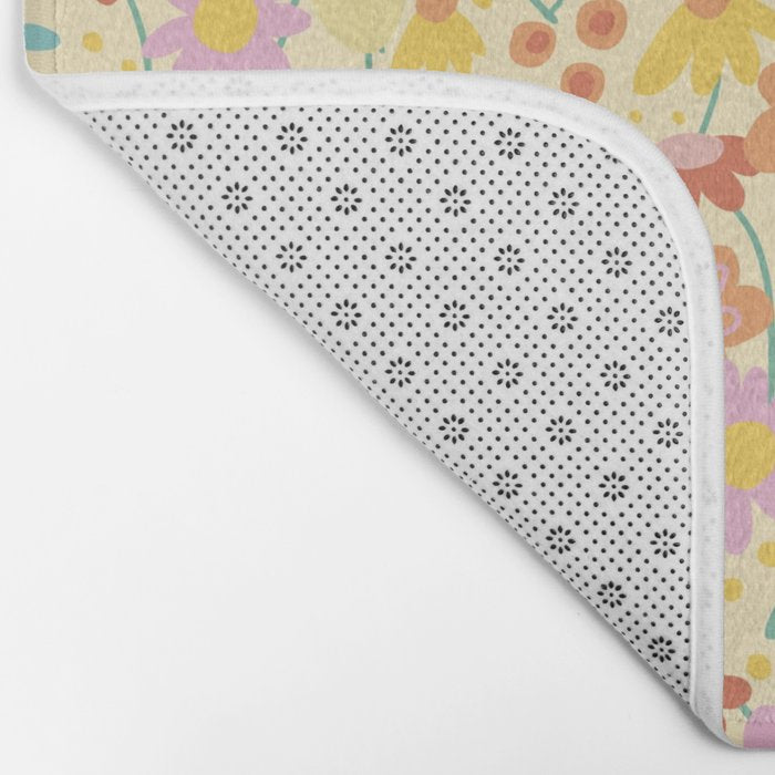 Floral pattern cream Bath Mat Gallery Image 2