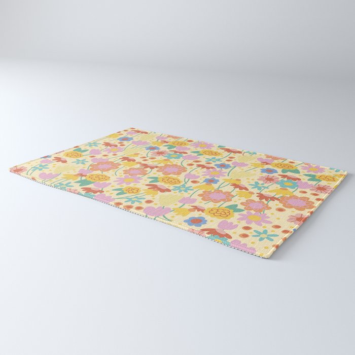 Floral pattern cream Rug Gallery Image 3