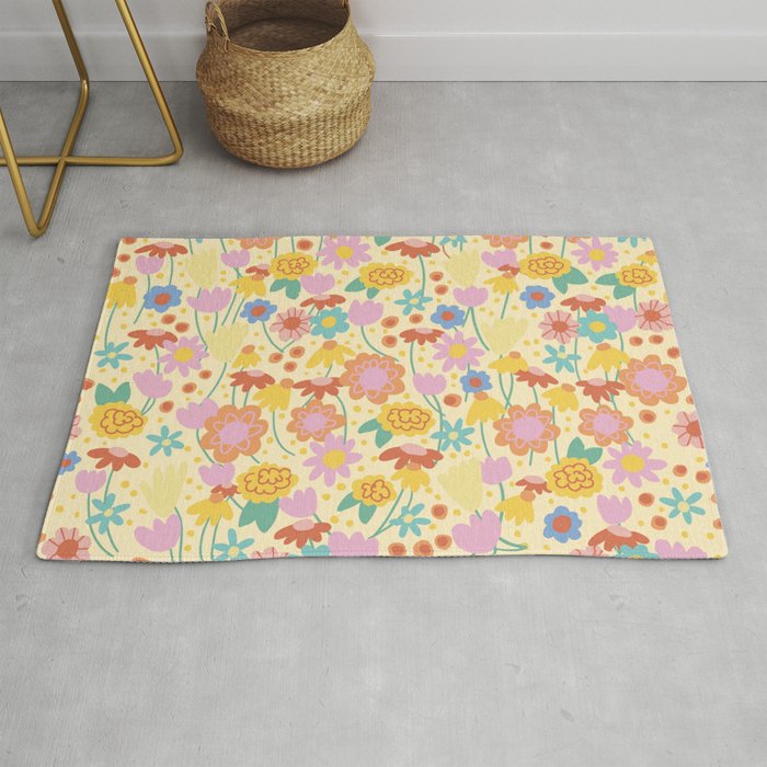 Floral pattern cream Rug Gallery Image 1