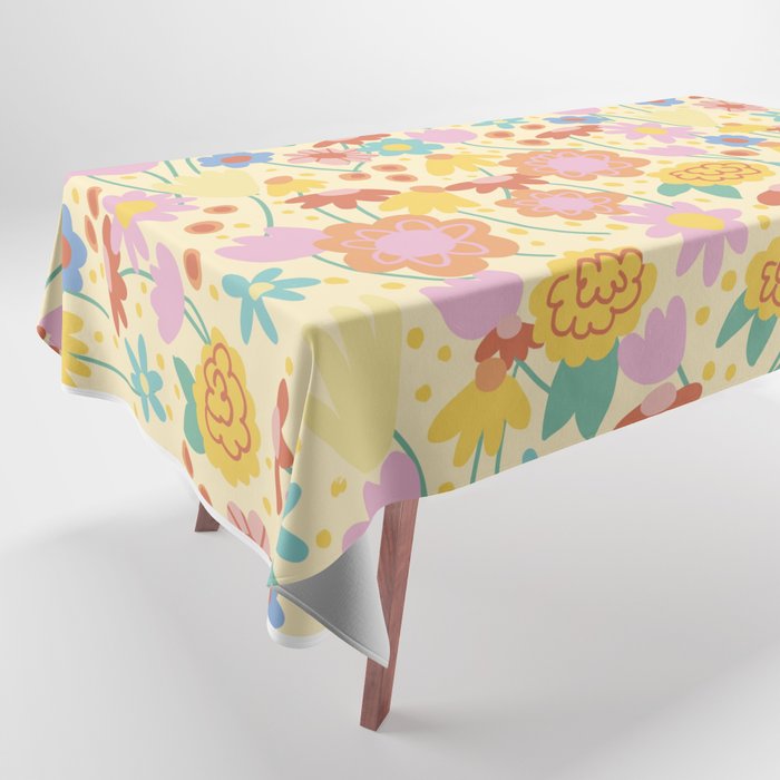 Floral pattern cream Tablecloth Gallery Image 1