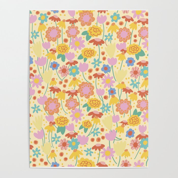 Floral pattern cream Poster Gallery Image 4
