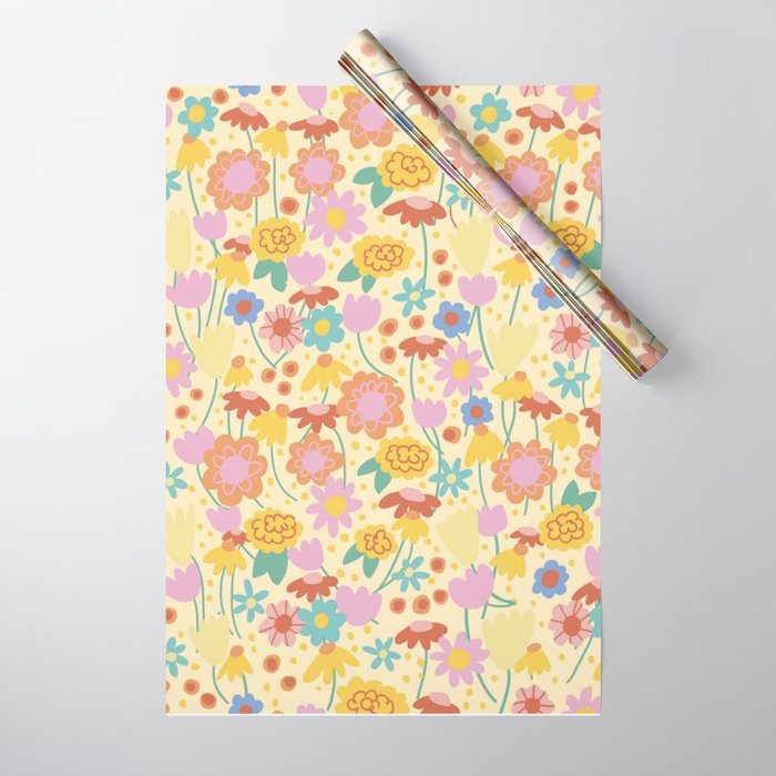 Floral pattern cream Wrapping Paper Gallery Image 1
