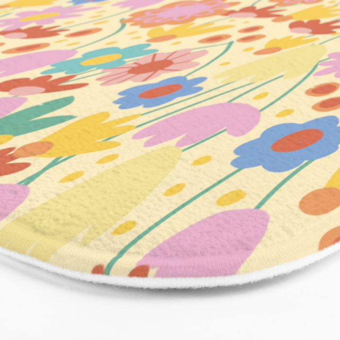 Floral pattern cream Bath Mat Gallery Image 3
