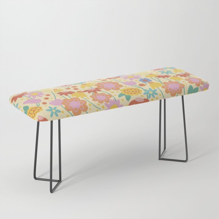 Floral pattern cream Bench Gallery Image 1