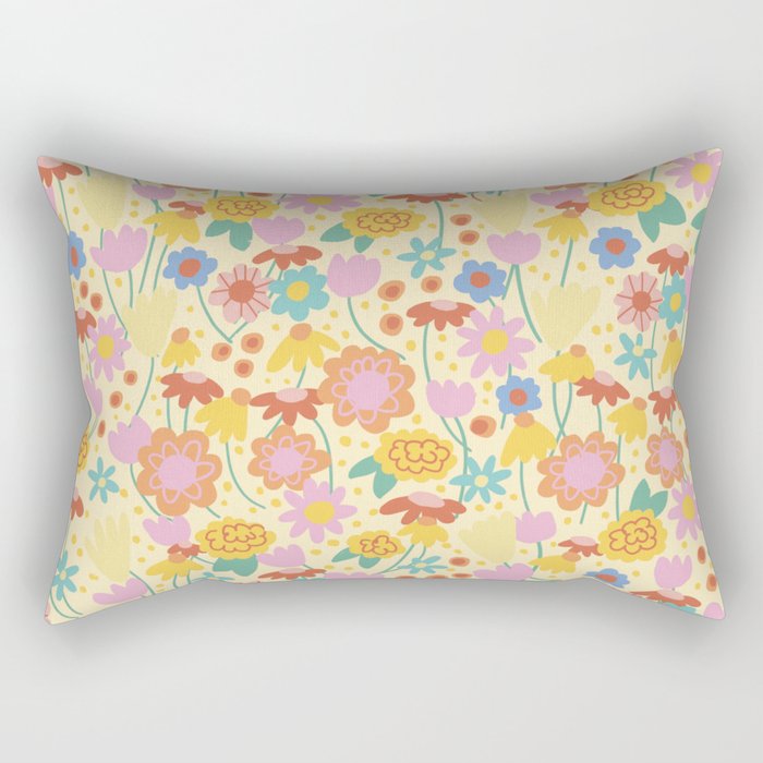 Floral pattern cream Rectangular Pillow Gallery Image 2