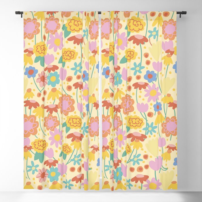 Floral pattern cream Window Curtain Gallery Image 1