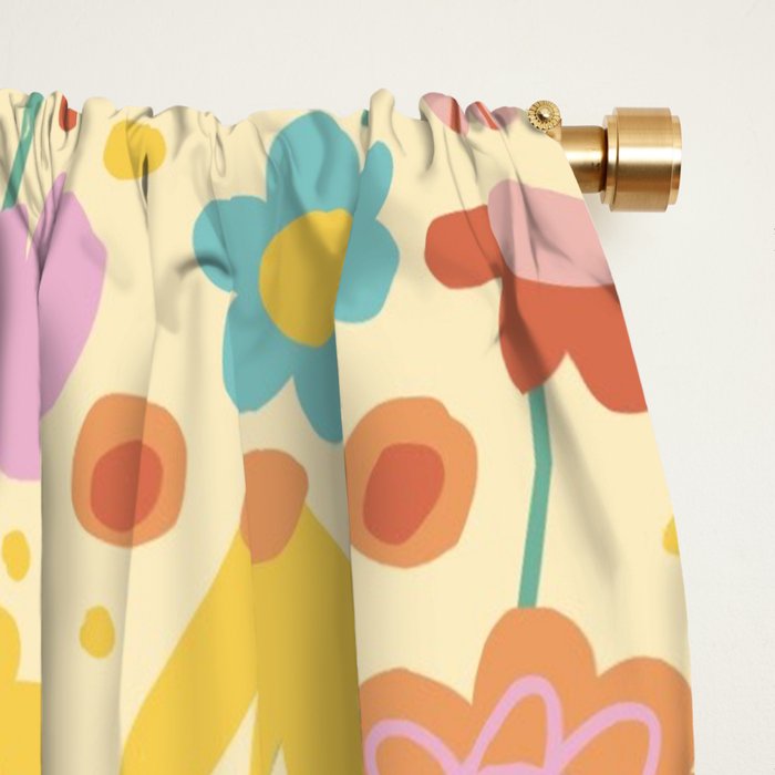 Floral pattern cream Window Curtain Gallery Image 2