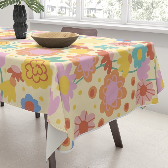 Floral pattern cream Tablecloth Gallery Image 3