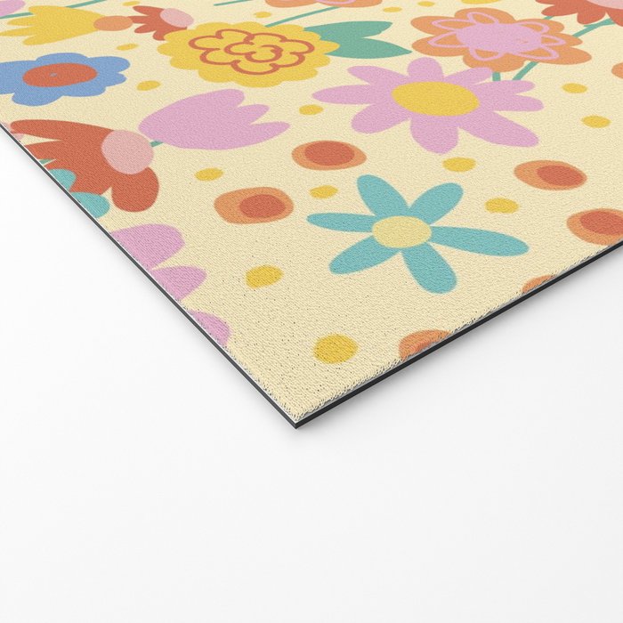 Floral pattern cream Welcome Mat Gallery Image 2