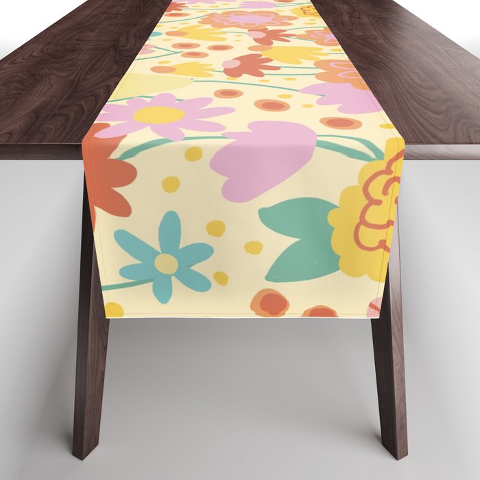 Floral pattern cream Table Runner Gallery Image 1
