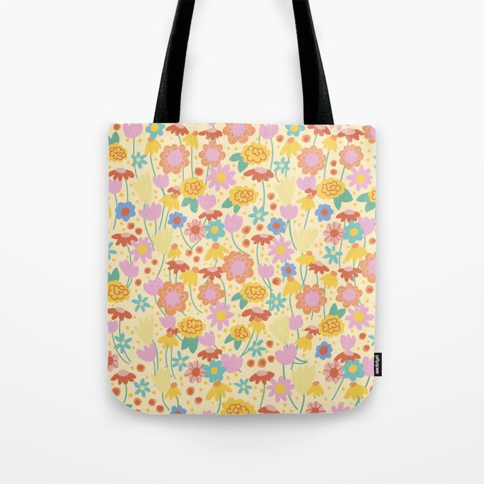 Floral pattern cream Tote Bag Gallery Image 1