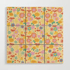Floral pattern cream Wood Wall Art Gallery Image 1
