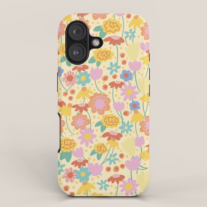 Floral pattern cream iPhone Case Gallery Image 1